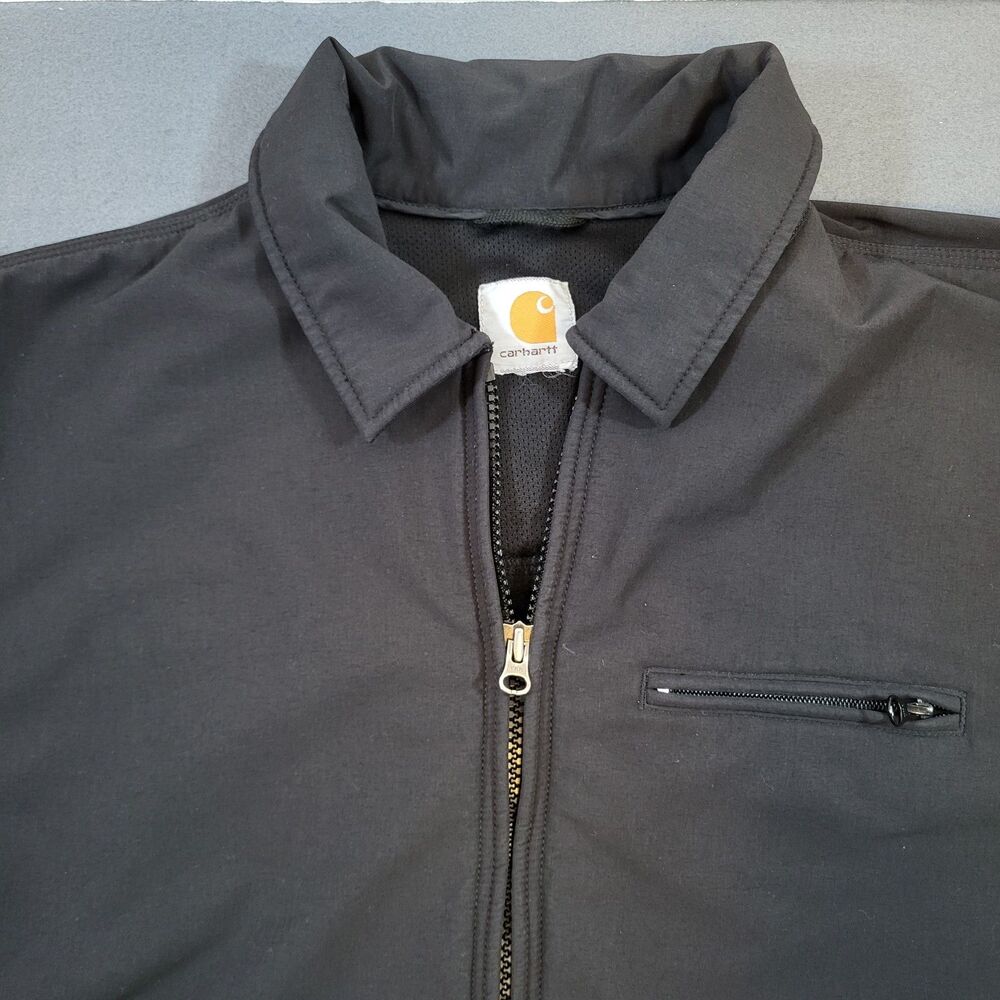 Carhartt J192 Mens L Black Nylon Detroit Jacket Fleece Lined Utility Outdoors